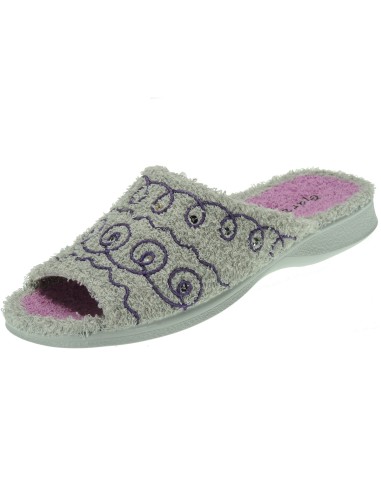 Calzados Romero. 0825 Colección GARZÓN Zapatilla Pinki de Casa para Mujer Destalonada de Toalla y Anatómica con Piso Llano de Go
