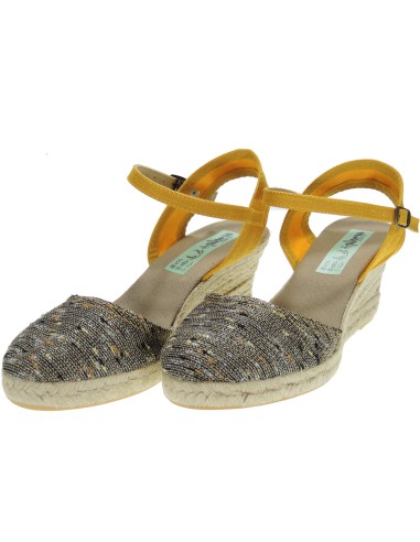 Calzados Romero. 1697 AMELIE 416 Alpargatas Valencianas Mujer Zapatillas en Cuña de Esparto Cáñamo y Yute Ajuste con Hebilla Fab