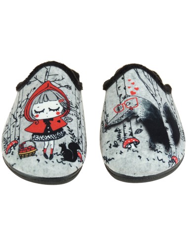 Calzados Romero. Zapatillas Chinelas de Casa para Mujer Caprucita y el Lobo Piso Goma Antideslizante.
