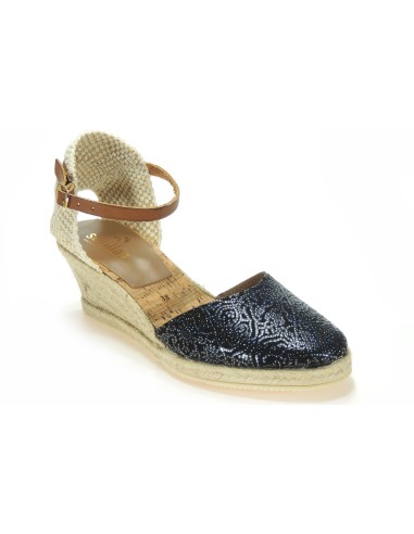 Calzados Romero. 1257 Alpargatas Valencianas Zapatillas para Mujer Marca Sevillas 939 Cuña de Esparto Cáñamo y Yute Hebilla al T