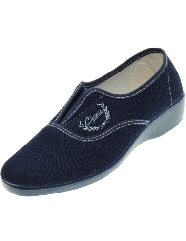 Calzados Romero. Zapatilla Deportiva Aerobic Lona Mujer Cuña 3.8Cm Ajuste Elástico Empeine Piso Goma Antidelizante