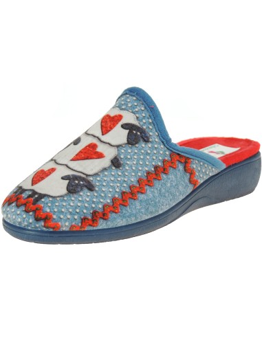 Calzados Romero. 0923 Zapatillas Divertidas Chinela de Casa para Mujer Destalonadas y Cuña de 3CM Ovejas.