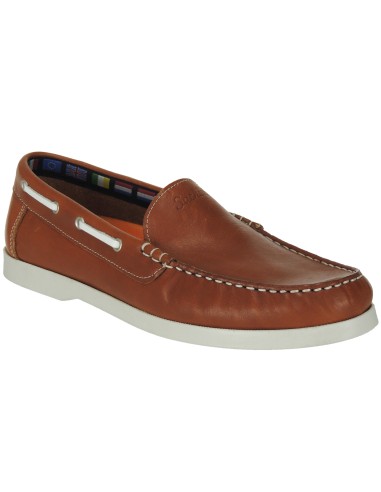Calzados Romero 0602 Náutico Hombre Mocasín Piel y Sin Cordones SACHINI 1060 Piso Goma Blanco y COSIDO Flexibe 180 grados
