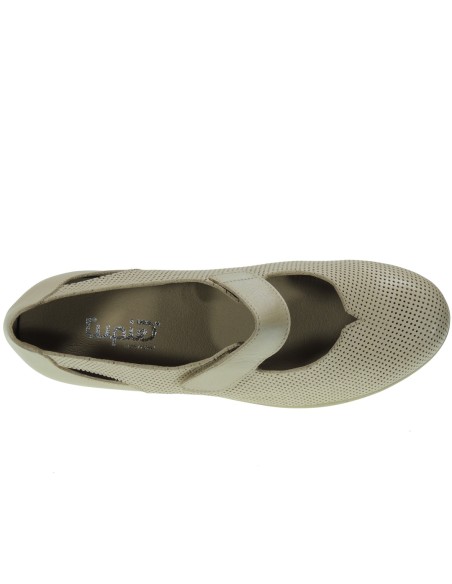 Zapato Comodón en Cuñay Cierre de Velcro Modelo 71TP Color Beig