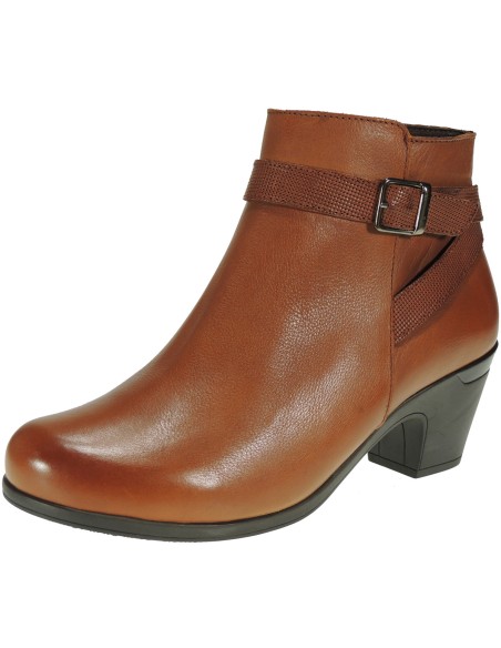 Calzados Romero 0470 Botín de Mujer en Piel Flor Marca TUPIE 861 Piso Goma Antideslizante Tacón Ancho 6CM Cierre con Cremallera 